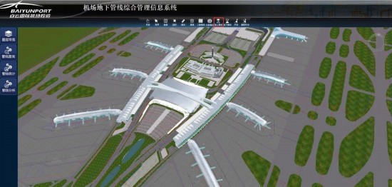 空港地下管線総合管理情報システムの3D画面